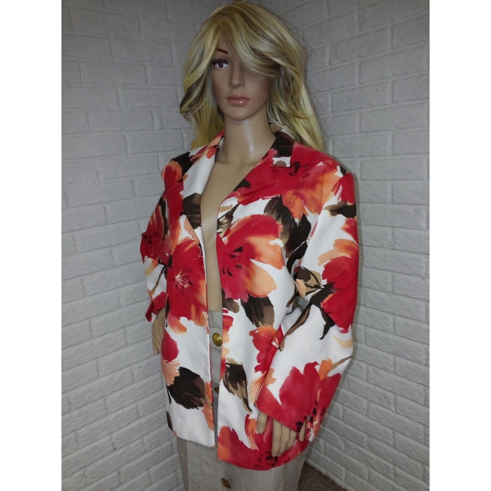Alfred Dunner Floral-Print Open-Front Jacket (16)